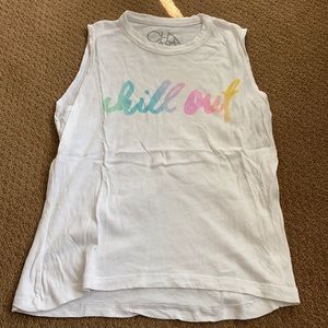 White tank top that says chill out